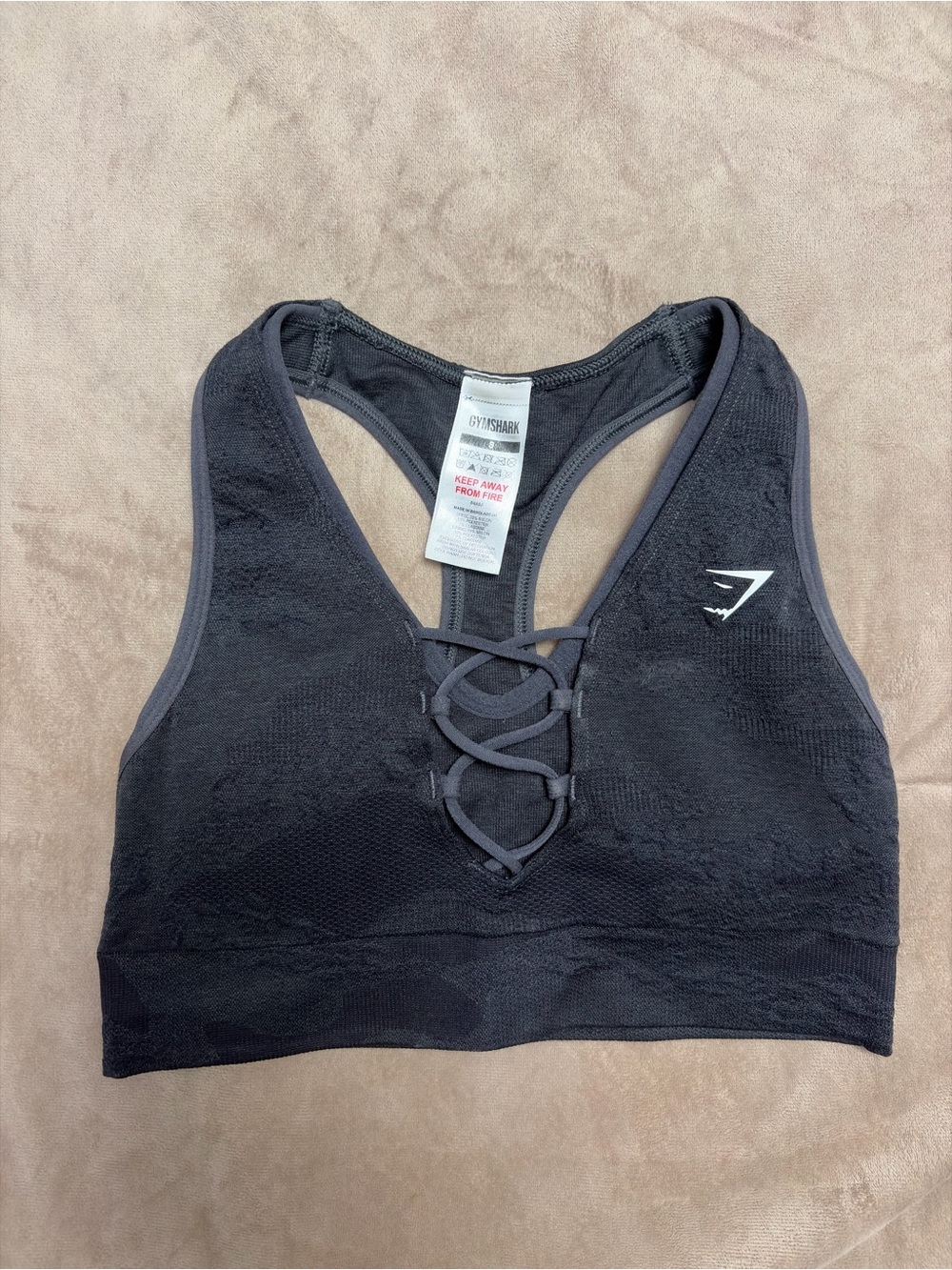 Gymshark Black Lace-Up Racerback Sports Bra